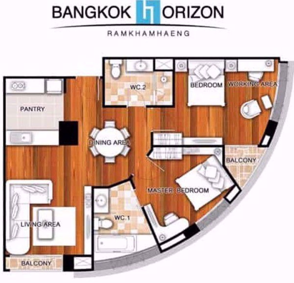 รูปภาพ 2 ห้องนอน Condo ในโครงการ Bangkok Horizon Ramkhamhaeng Huamak Sub District C09899