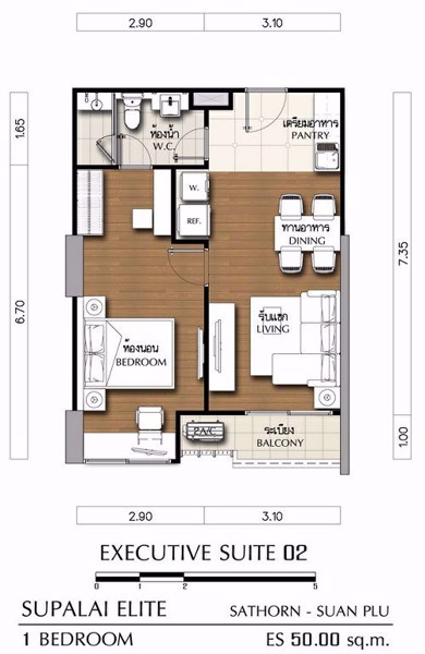 รูปภาพ 1 ห้องนอน Condo ในโครงการ Supalai Elite Sathorn - Suanplu Thungmahamek Sub District C014277