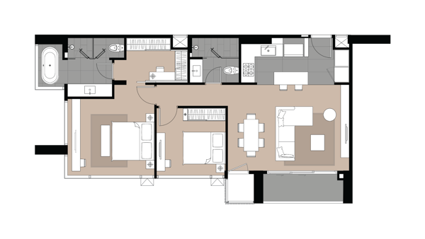 รูปภาพ 2 ห้องนอน คอนโด ในโครงการ LAVIQ Sukhumvit 57 เขตวัฒนา แขวงคลองเตยเหนือ C016775